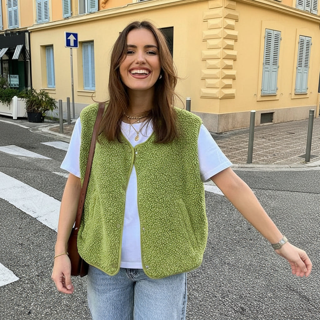 Gilet Imbottito Donna Teddy Morbido Caldo Casual