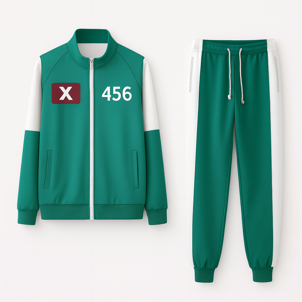 Fato de Treino Unissexo Verde Design com Números Roupa Confortável