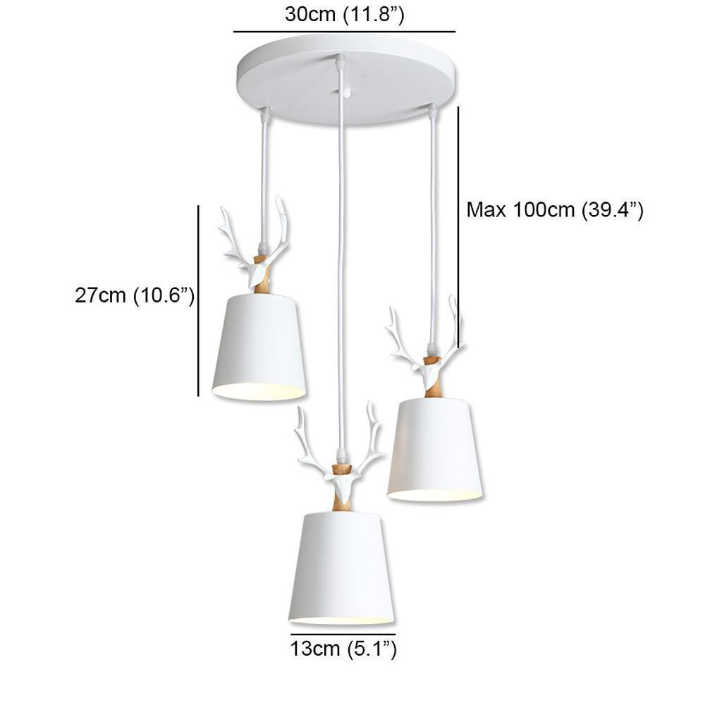 Lampadario a sospensione LED classico design corna a 3 luci