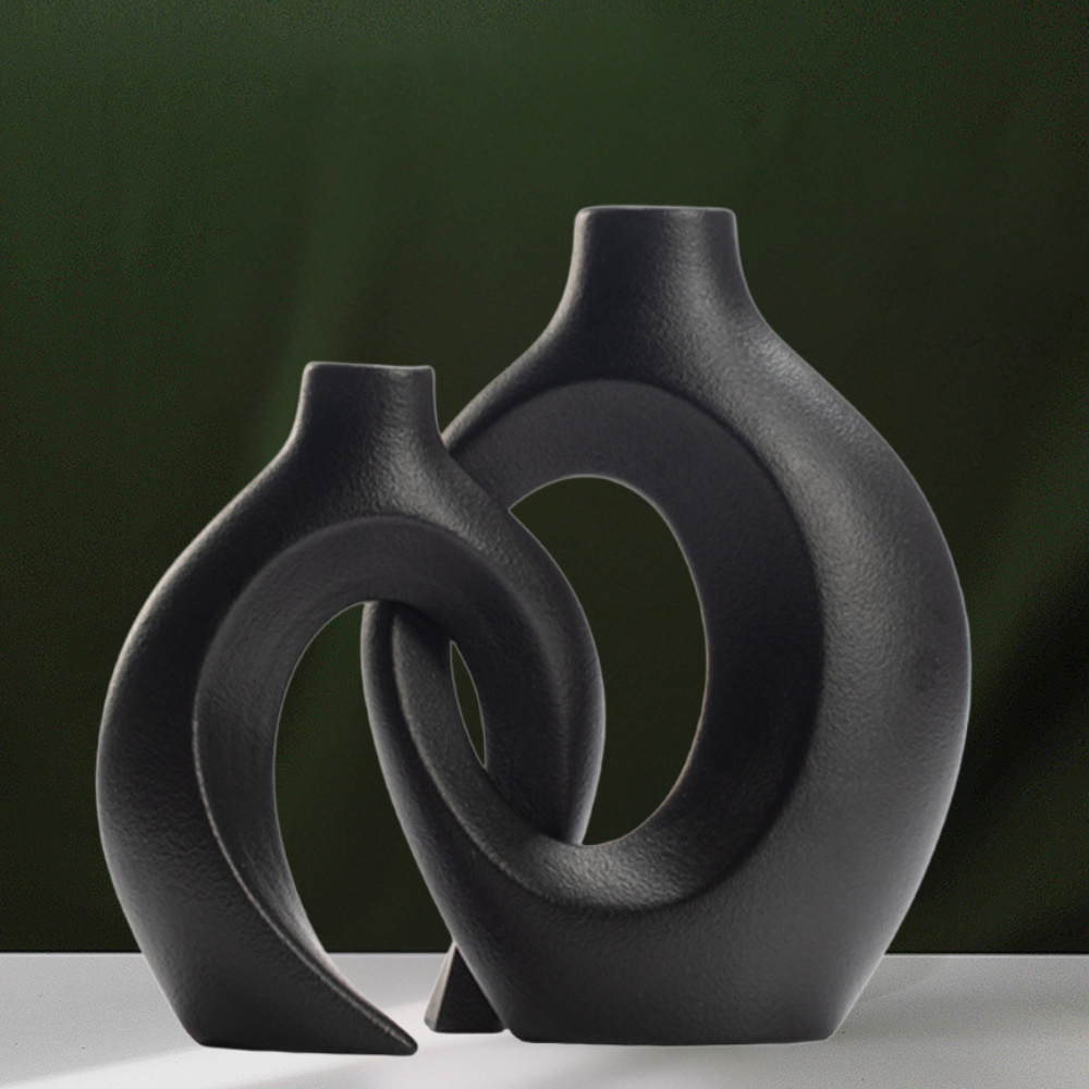 Set de 2 candelabros de cerámica - Acabado mate, diseño moderno minimalista para decoración de mesa