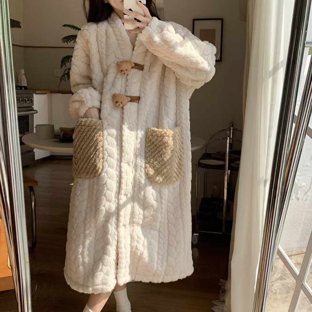 Badjas Polyester Lange Warmte Hooded Dames Winterbadjas