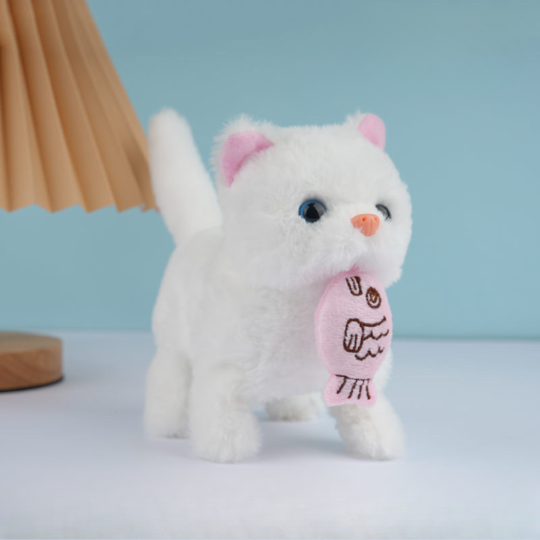 Giocattolo Gatto Robot Peluche Interattivo Bianco Gattino Persiano