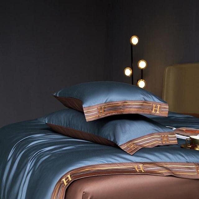 Blue Visna Duvet Cover Set - Egyptian Cotton