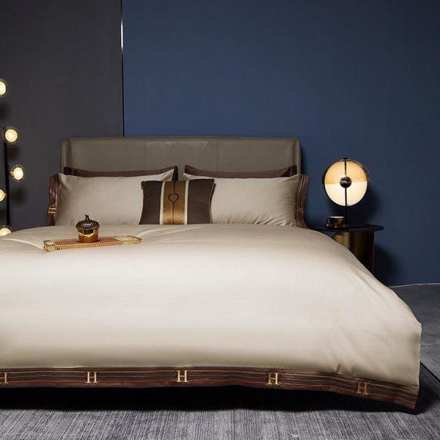 Cream Visna Duvet Cover Set - Egyptian Cotton