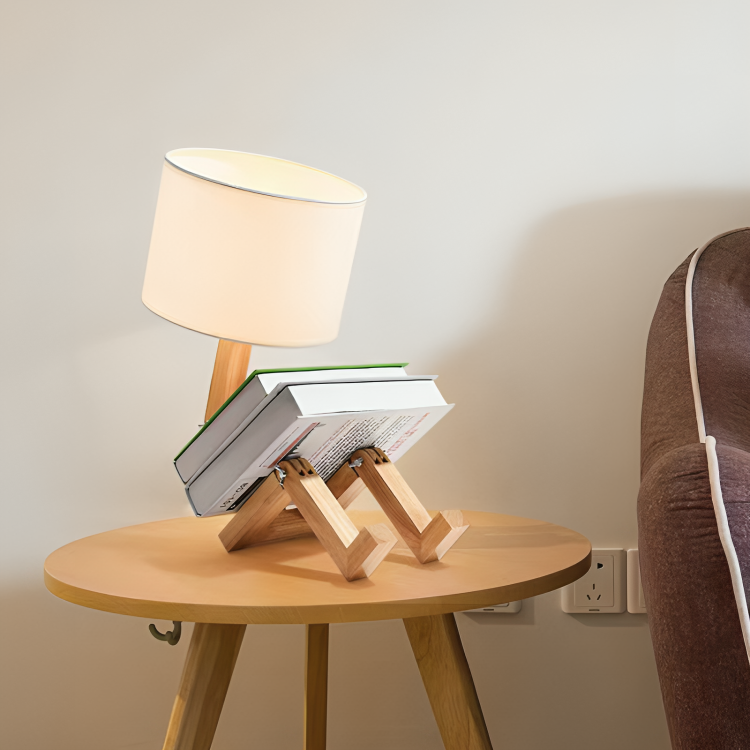 NordicLight - Scandinavian Table Lamp with Bookshelf