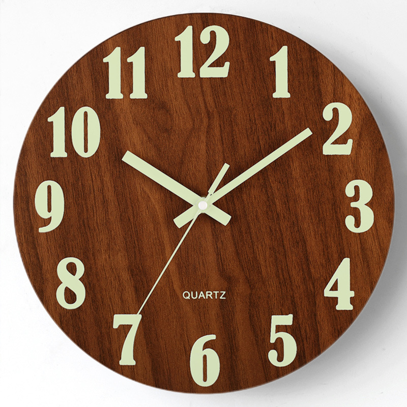 Night Light Wooden Wall Clock