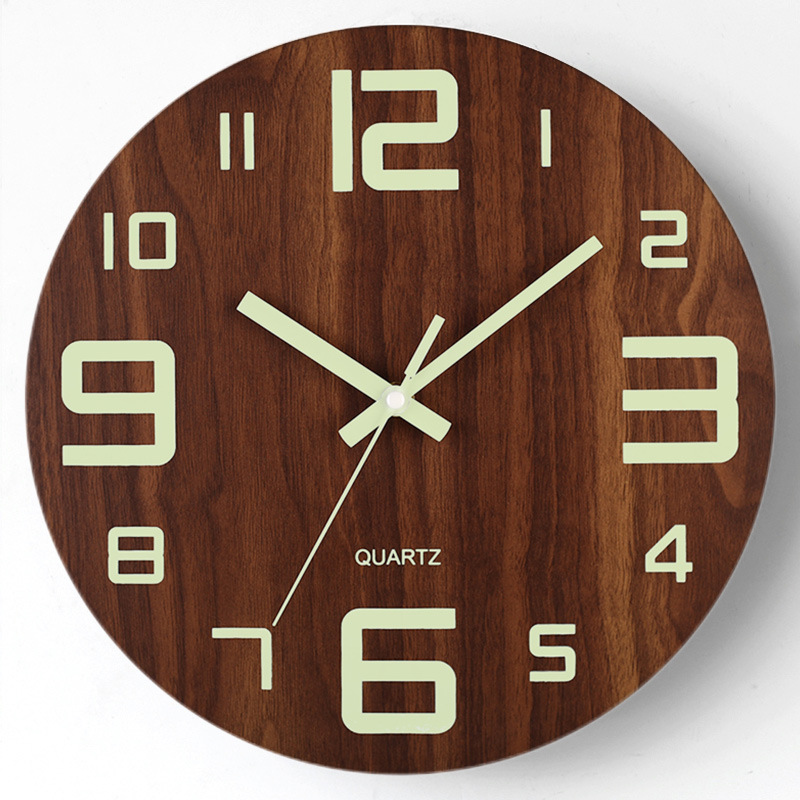 Night Light Wooden Wall Clock