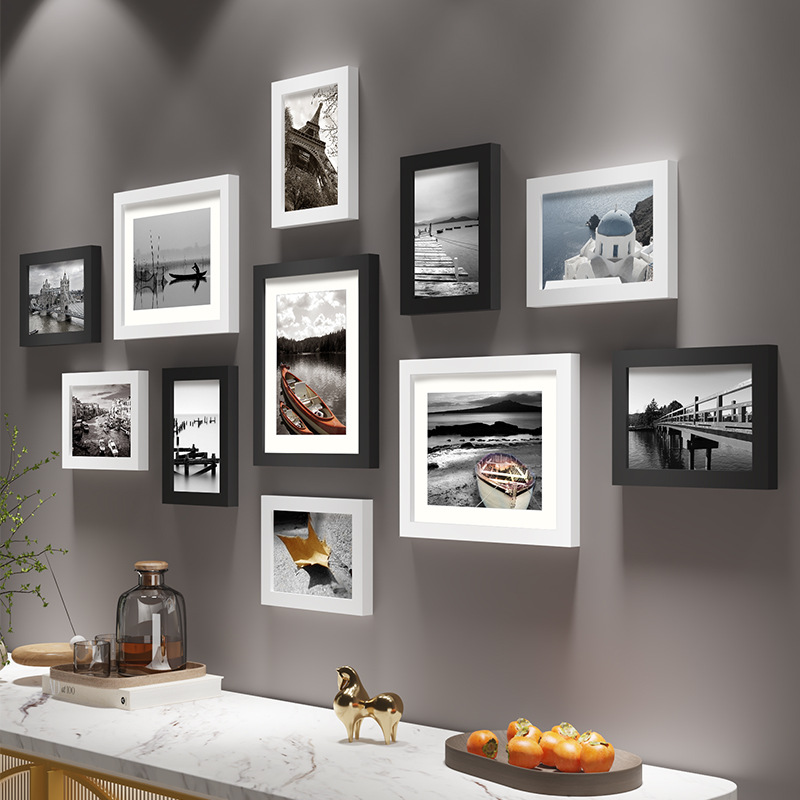 11-delige Galerie Fotolijst Set - Klassieke Stijl, Inclusief Landschapsfoto's, Installatie Zonder Boren, Verschillende Maten voor Woonkamerdecoratie