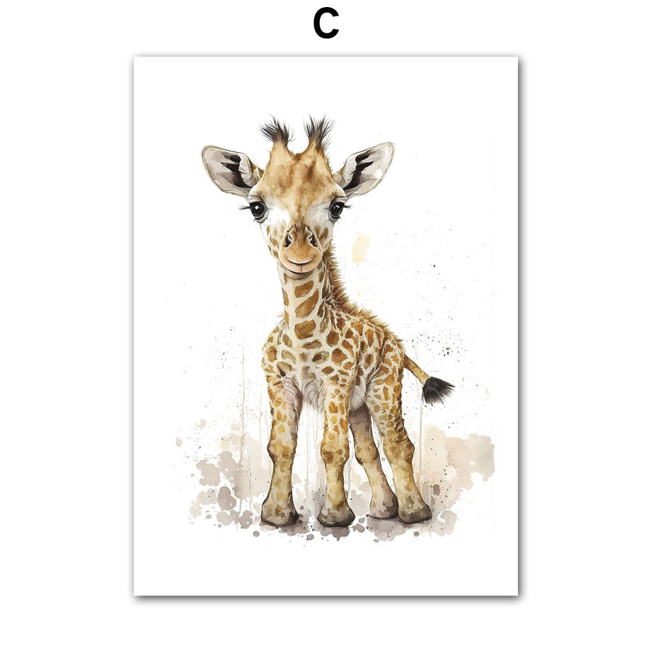 8 stuks Canvas Poster, Modern Kunst, Schattige Olifant Leeuw Giraffe Tijger Zebra, Kinderkamer Muurdecoratie, Dierenposters, Ideaal Cadeau voor Slaapkamer, Wanddecoratie, Geen Lijst