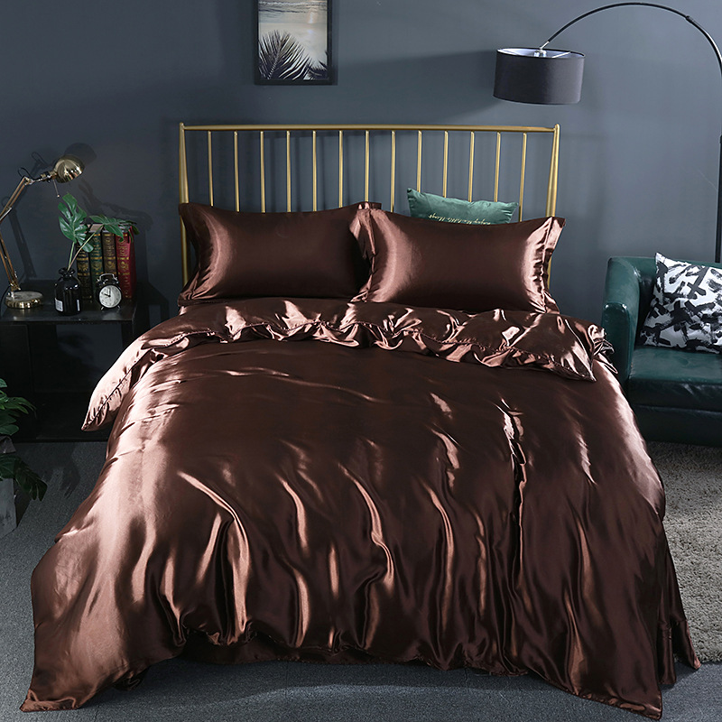Set Comfort Elegante (4 pezzi) biancheria da letto in raso/cotone - 2x federe - lenzuolo