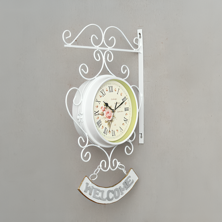 Elegante reloj de pared de jardín de doble cara