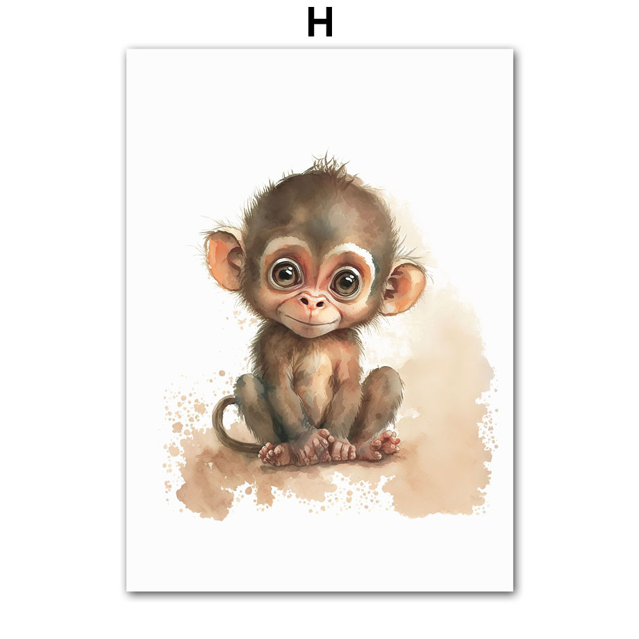 8 stuks Canvas Poster, Modern Kunst, Schattige Olifant Leeuw Giraffe Tijger Zebra, Kinderkamer Muurdecoratie, Dierenposters, Ideaal Cadeau voor Slaapkamer, Wanddecoratie, Geen Lijst