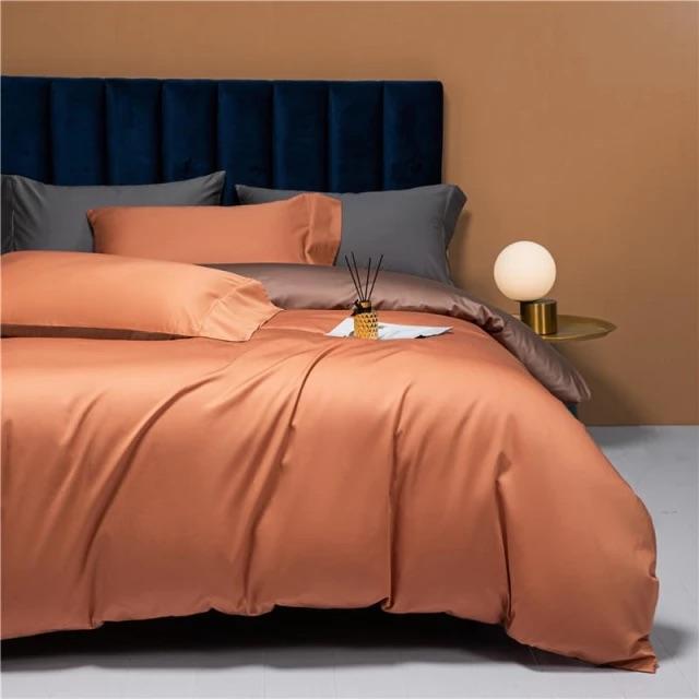 Prairie Orange Reversible Duvet Cover Set - Egyptian Cotton