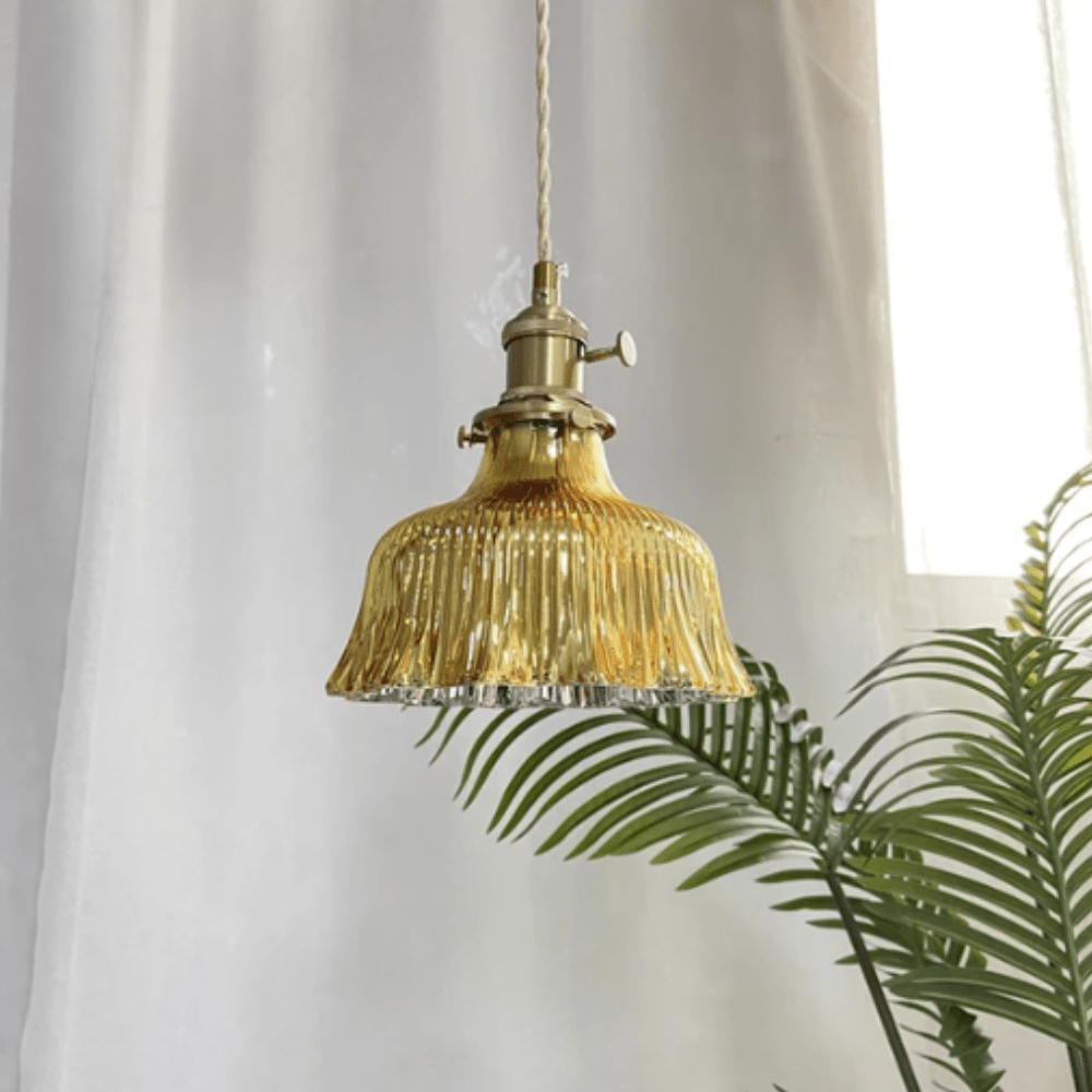 Lampada a sospensione in vetro scandinavo vintage
