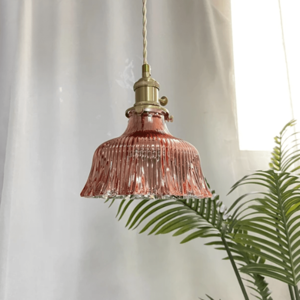Lampada a sospensione in vetro scandinavo vintage