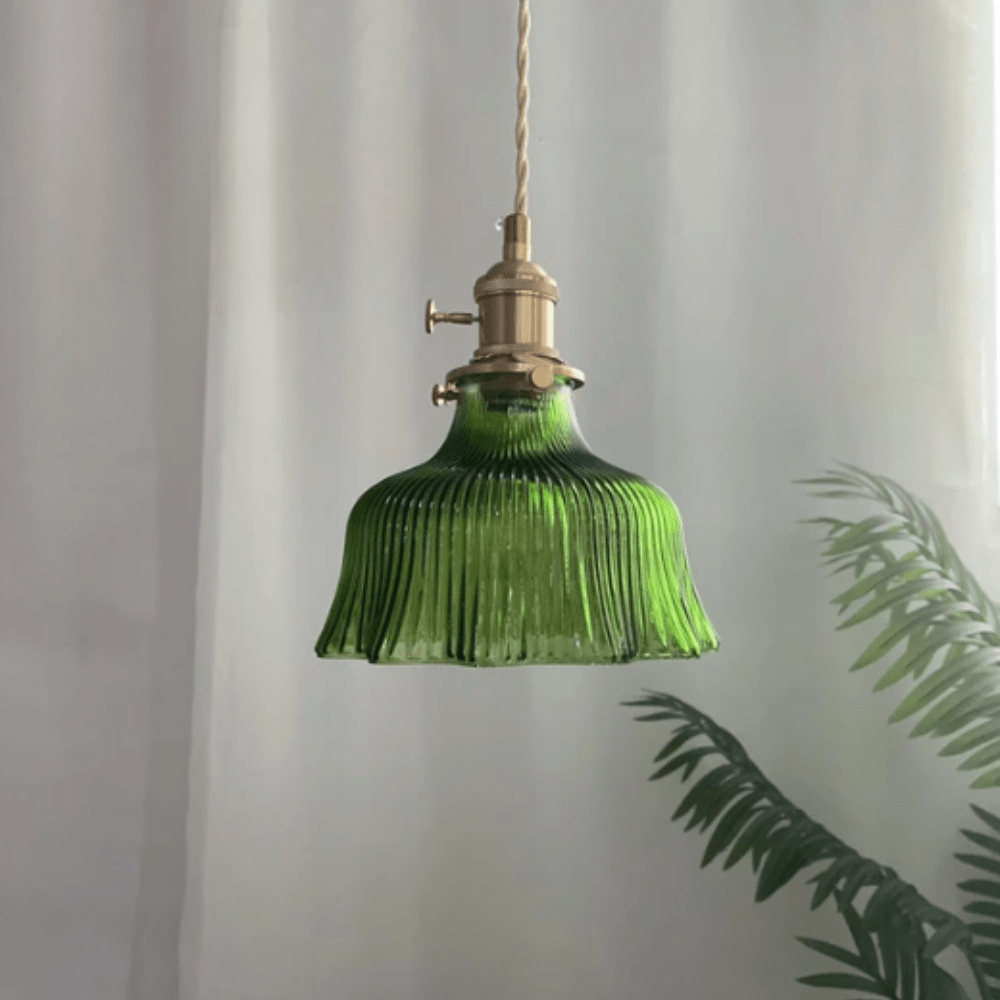 Lampada a sospensione in vetro scandinavo vintage