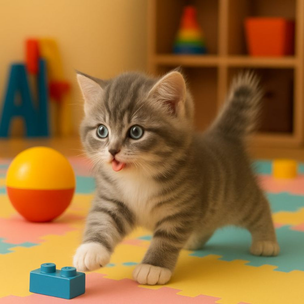Realistic Interactive Grey Tabby Robot Kitten – Walking & Meowing Electronic Pet Toy - Image 2