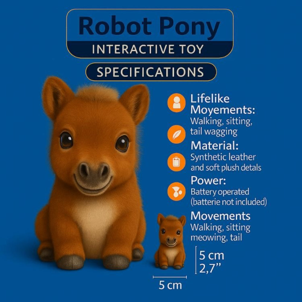 Interactive Robot Baby Brown Pony – Realistic Walking & Neighing Electronic Pet Toy - Image 3