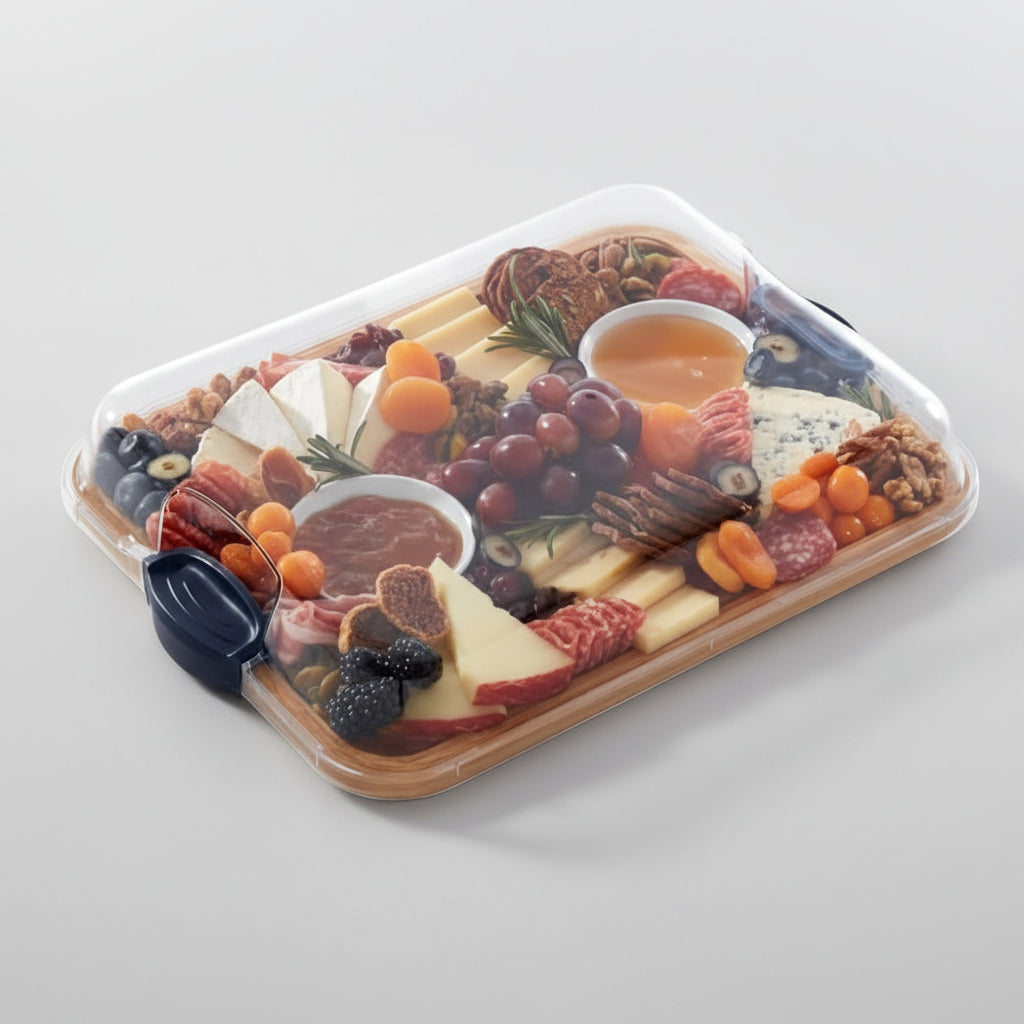 Cutting Board Bamboo Serving Tray Lid Compartments