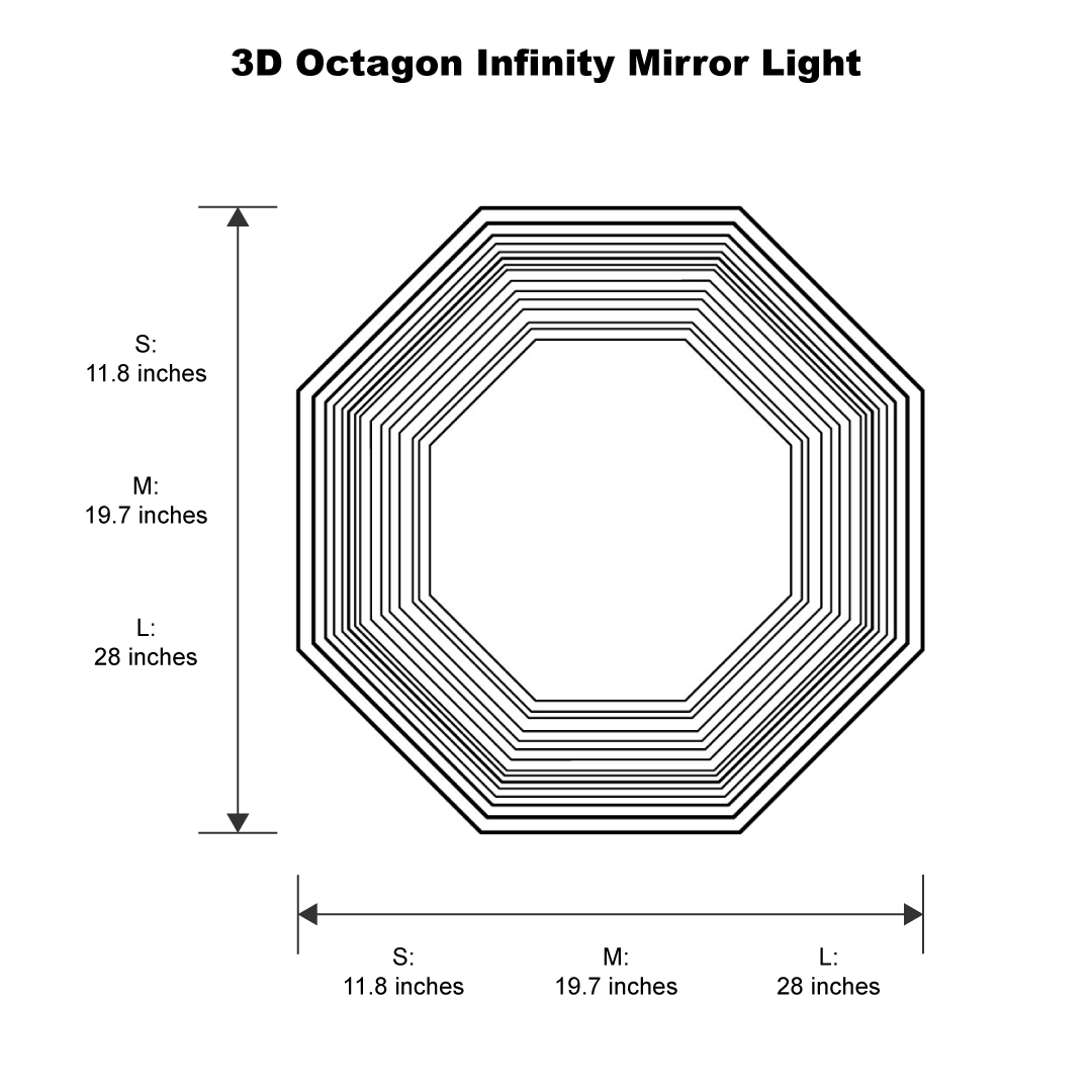 Octagon 3D Infinity Spiegel Wandlamp