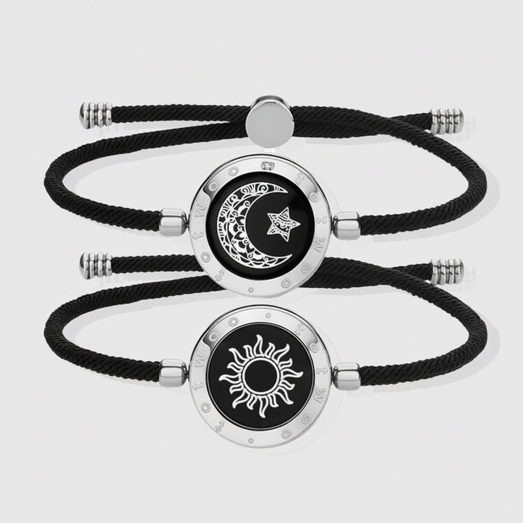 Conjunto de Pulseiras de Parceiro Ligantes Vibração Aço Inoxidável Bluetooth