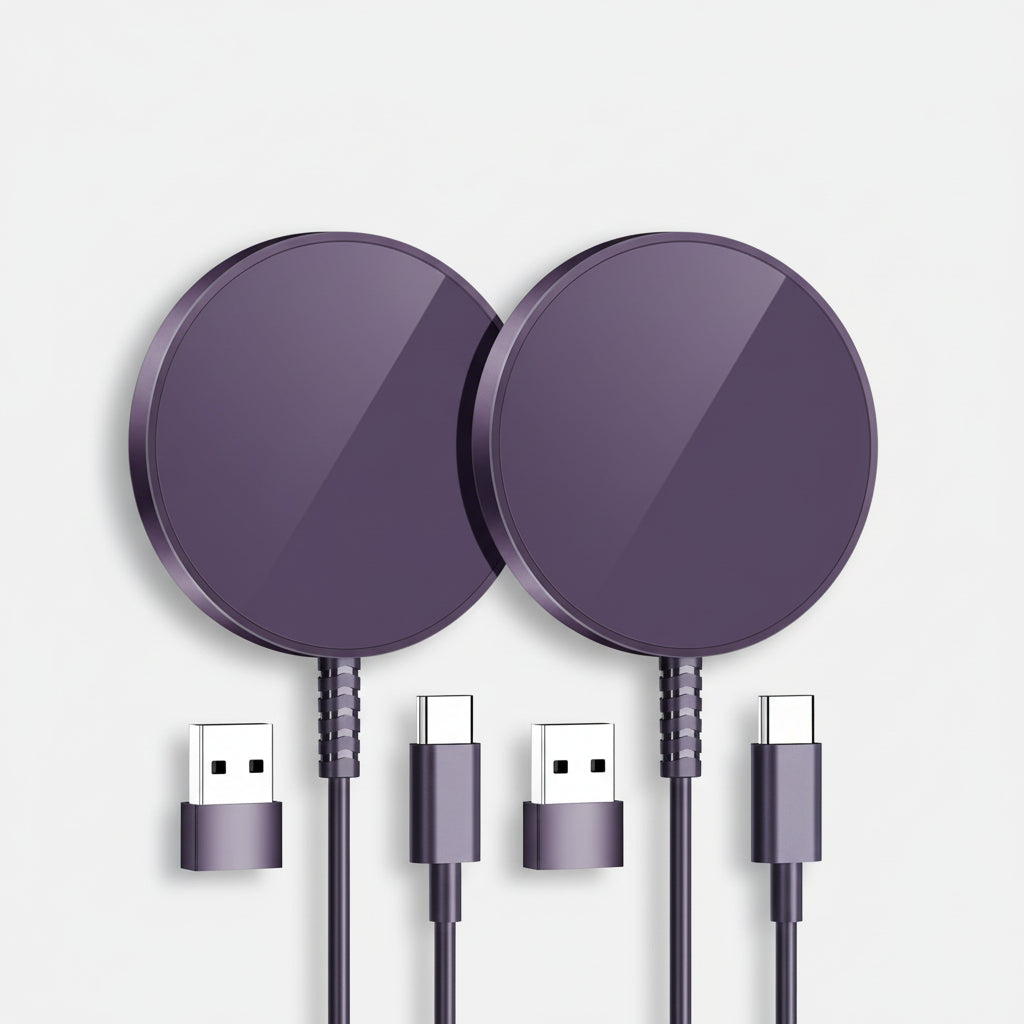 Carregador Sem Fios Magnético Carregamento Rápido Compacto em Alumínio