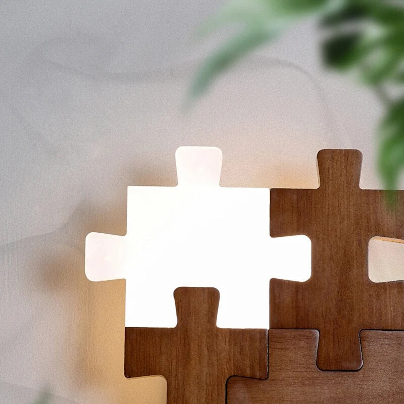 PuzzleGlow - Houten Puzzel Wandlamp LED – Creatieve Kinderkamer- en Woonkamerlamp