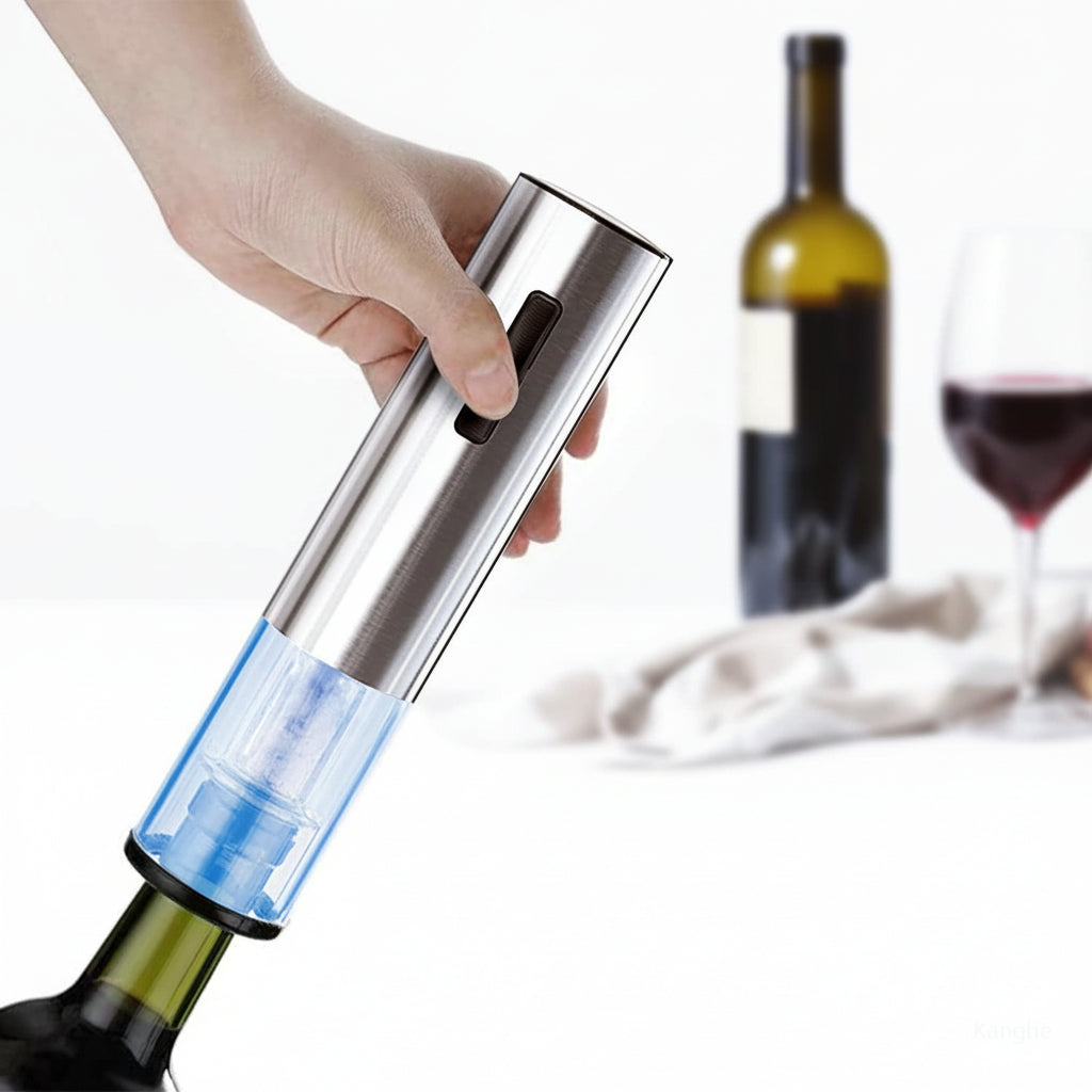 Abridor Elétrico Recarregável de Vinho com Bico de Servir e Tampa a Vácuo