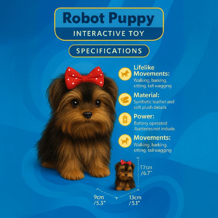 Realistic Interactive Yorkshire Terrier Robot Puppy – Walking & Barking Electronic Pet Toy - Image 3