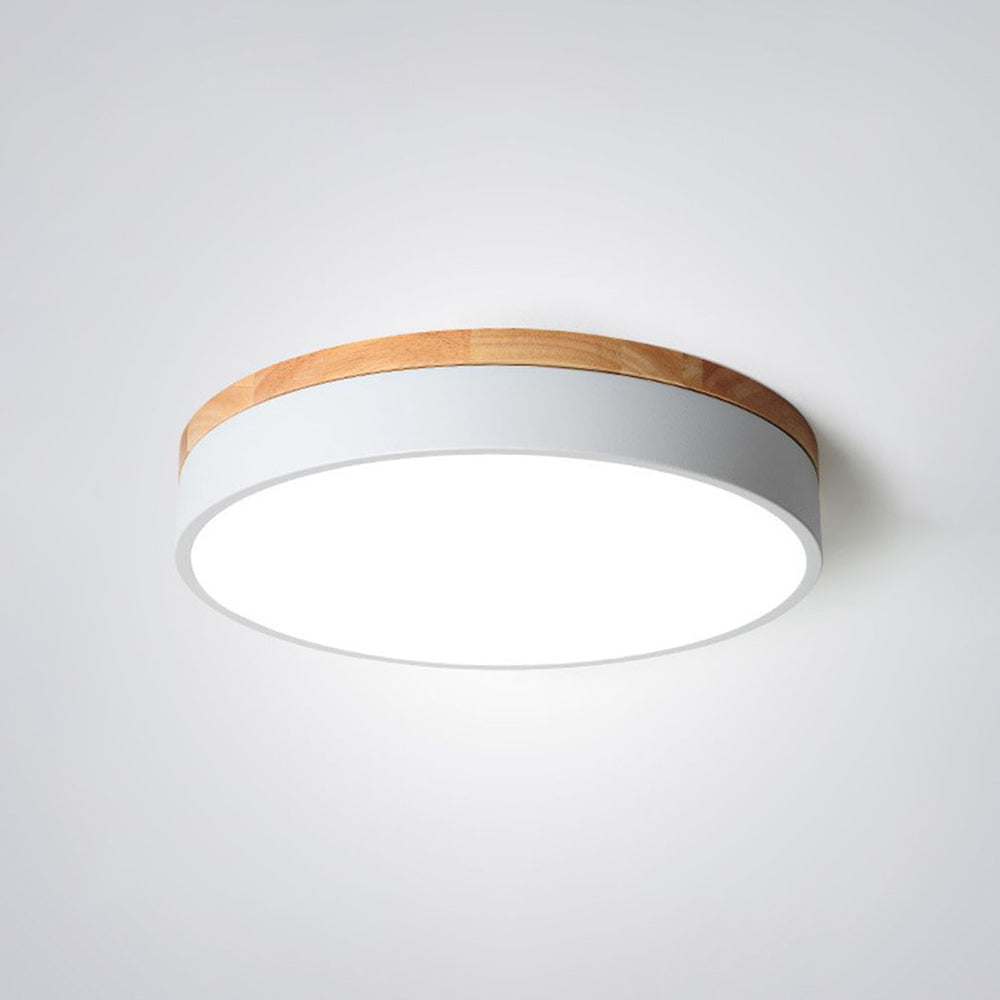Lámpara de techo moderna Lumière - Blanco gris metal y madera para dormitorio y sala de estar