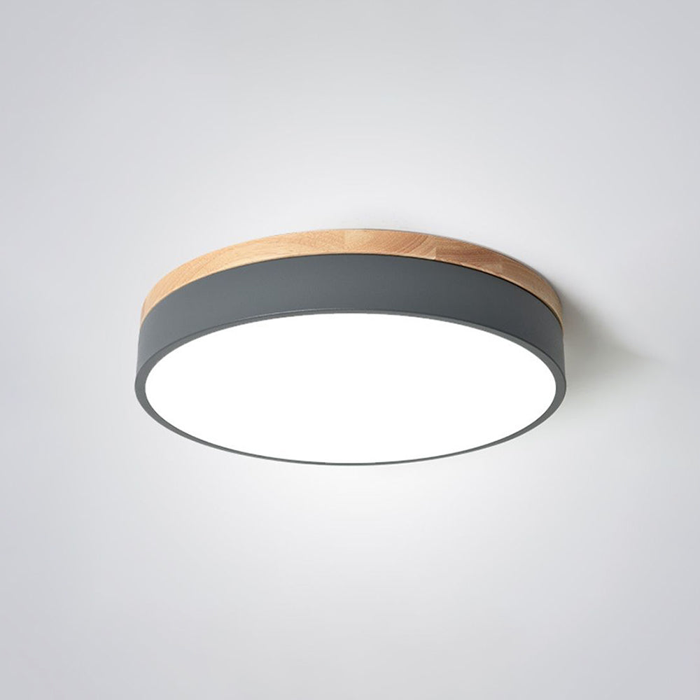 Lámpara de techo moderna Lumière - Blanco gris metal y madera para dormitorio y sala de estar