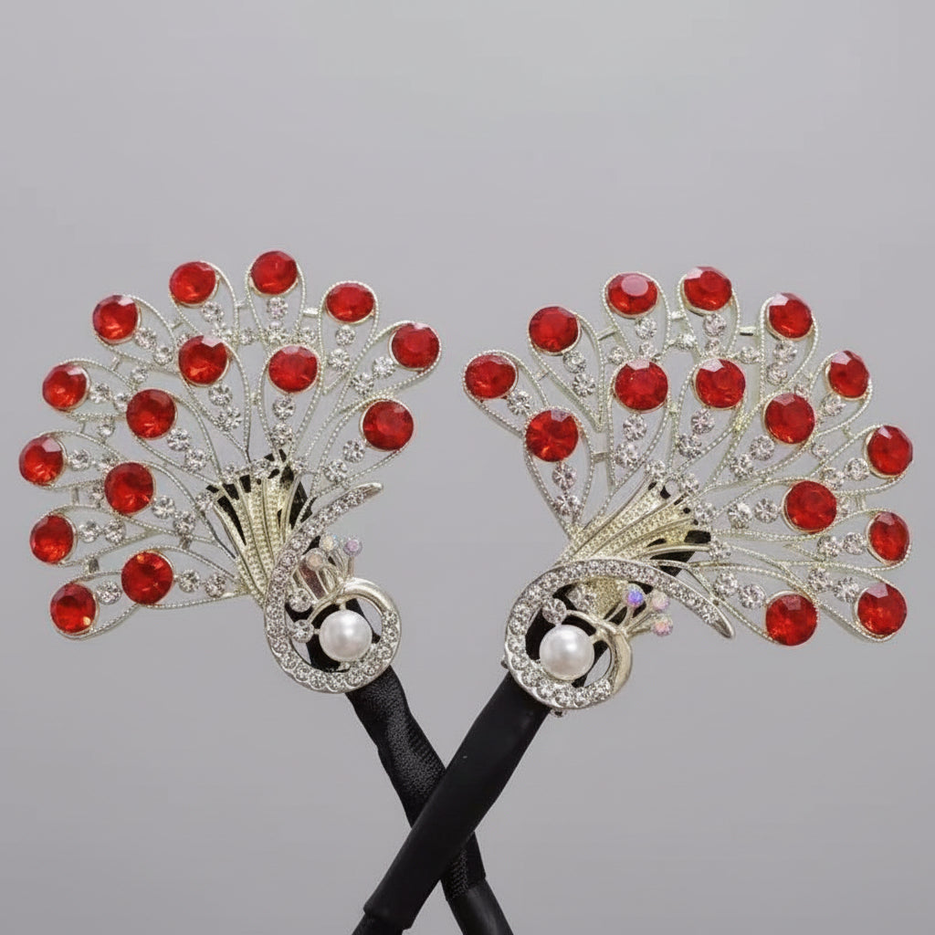 Haarclip Vintage Pauw Strass Elegant Accessoire Opgestoken Haar