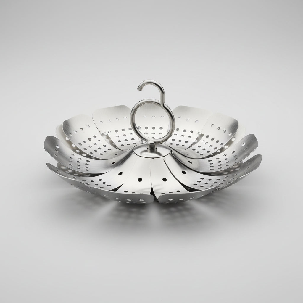 Cesto de Cozedura a Vapor Dobrável Suporte Ajustável para Panelas Cozinhar