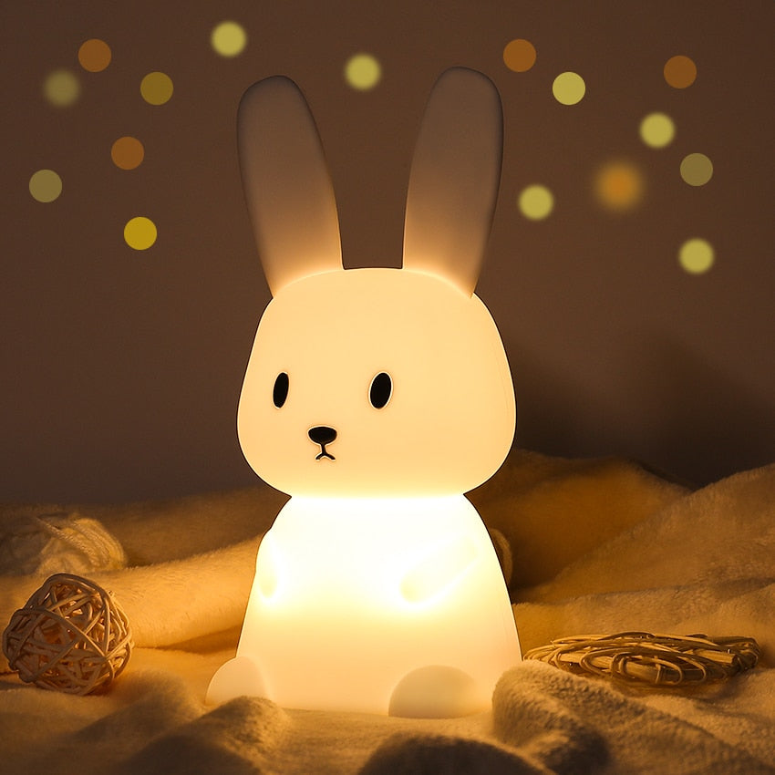 Lámpara nocturna LED táctil con forma de conejo para niños