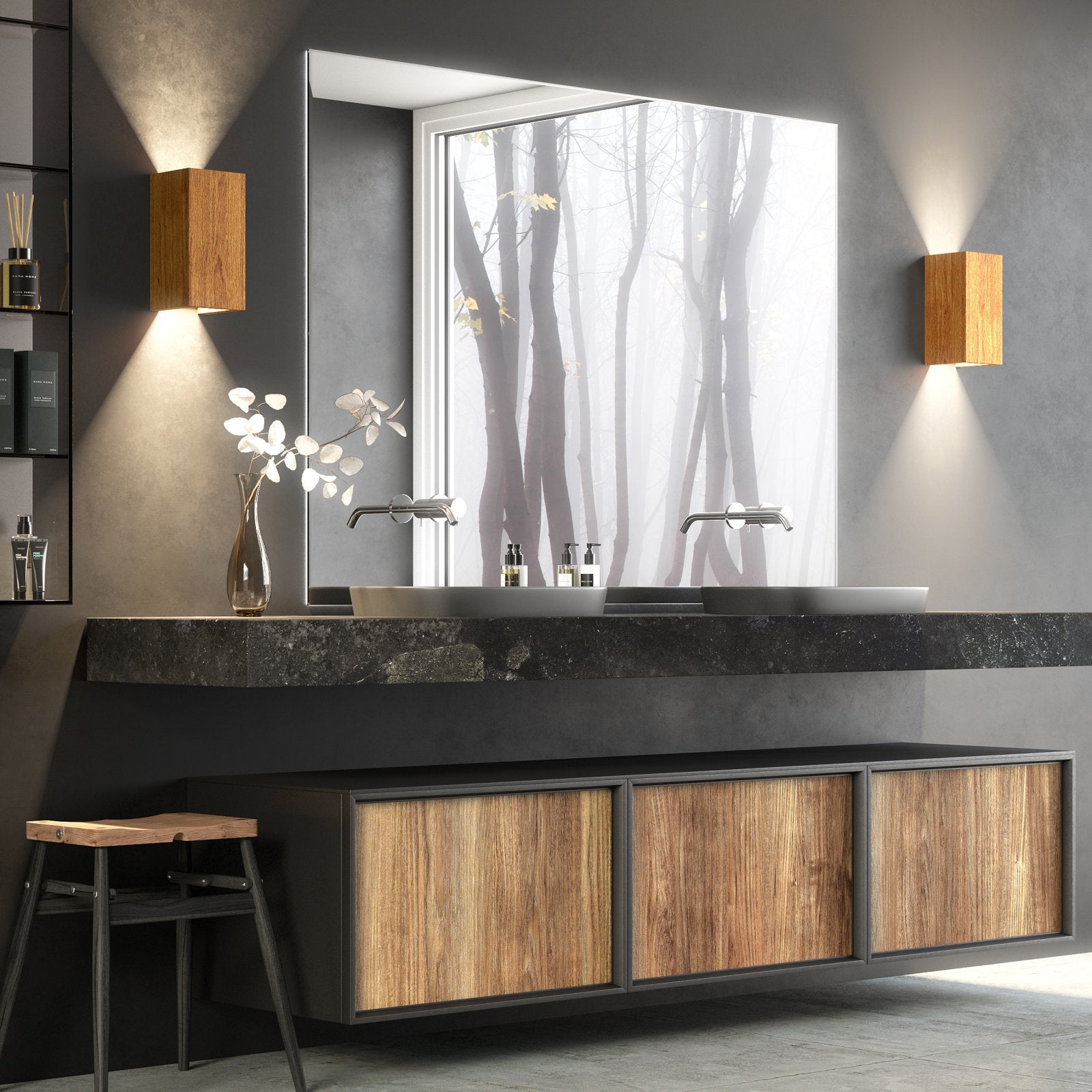 NordicGlow – Lámpara de Pared Rústica de Madera con Iluminación LED para Salón y Dormitorio