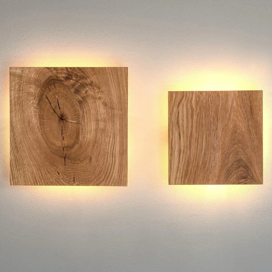 LightSquare - Lámpara de Pared Cuadrada de Madera con Luz LED Indirecta