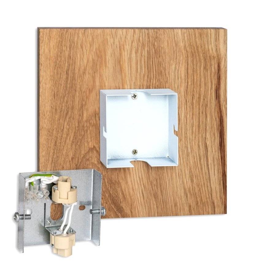 LightSquare - Lámpara de Pared Cuadrada de Madera con Luz LED Indirecta