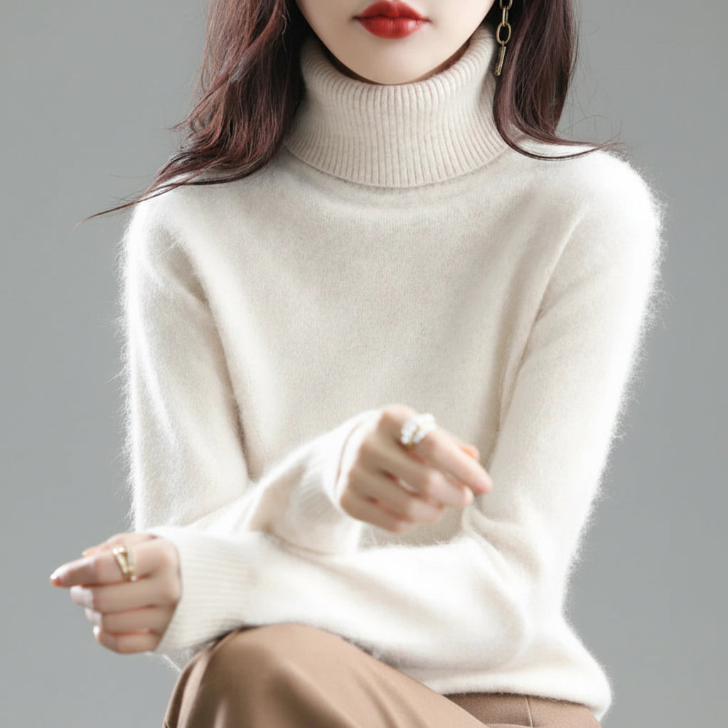 Camisola de Gola Alta Suave para Senhora Conforto Luxuoso