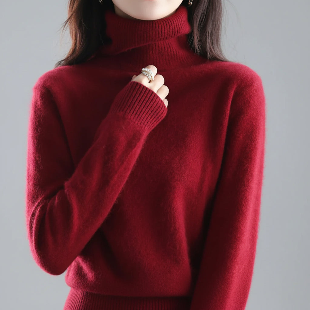 Camisola de Gola Alta Suave para Senhora Conforto Luxuoso