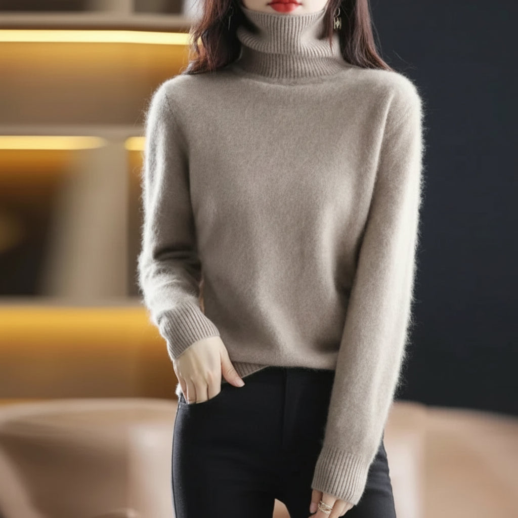 Camisola de Gola Alta Suave para Senhora Conforto Luxuoso