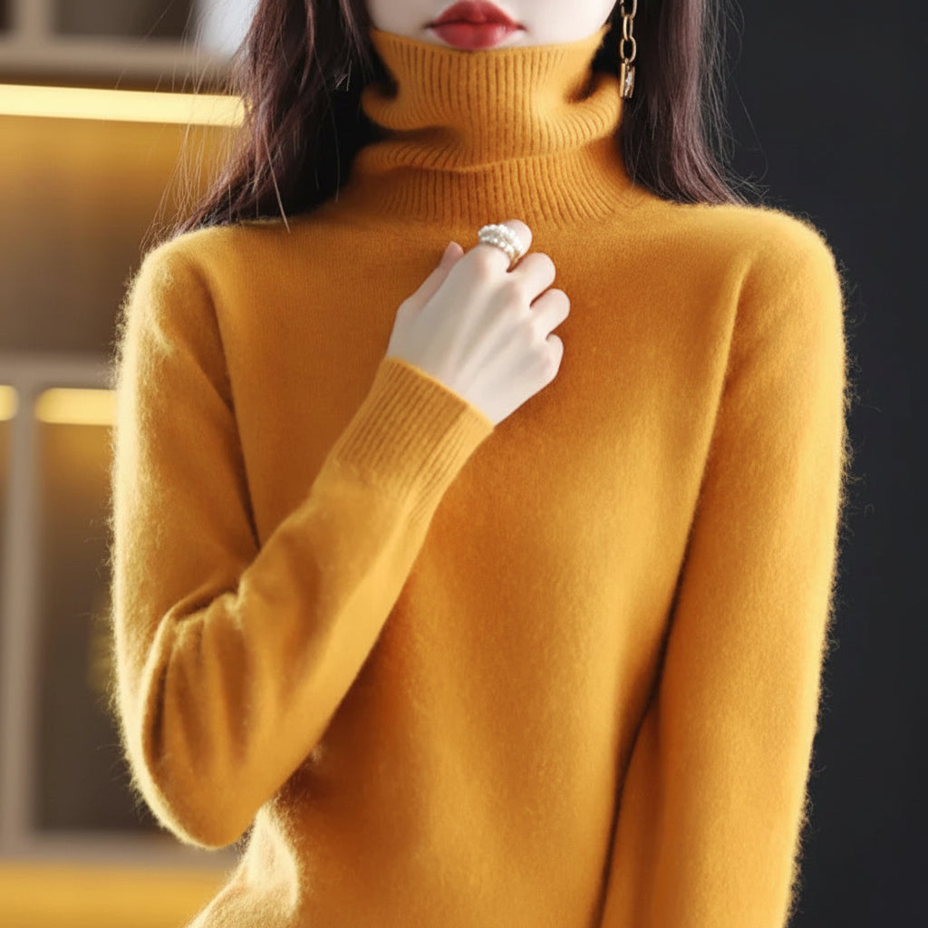 Camisola de Gola Alta Suave para Senhora Conforto Luxuoso