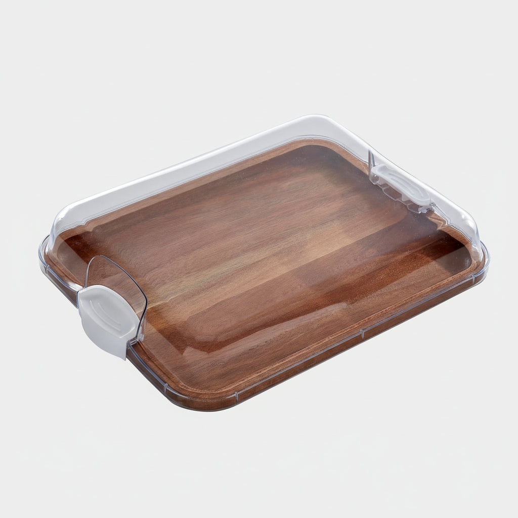 Cutting Board Bamboo Serving Tray Lid Compartments
