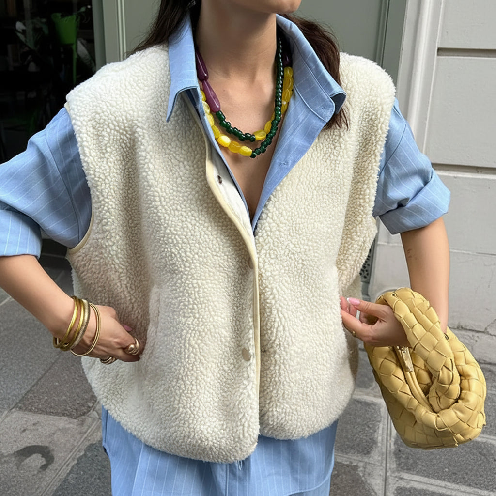 Gilet Imbottito Donna Teddy Morbido Caldo Casual