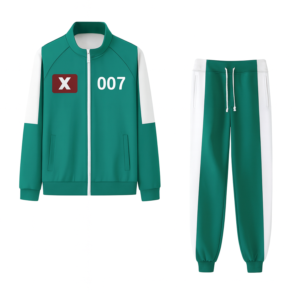 Fato de Treino Unissexo Verde Design com Números Roupa Confortável