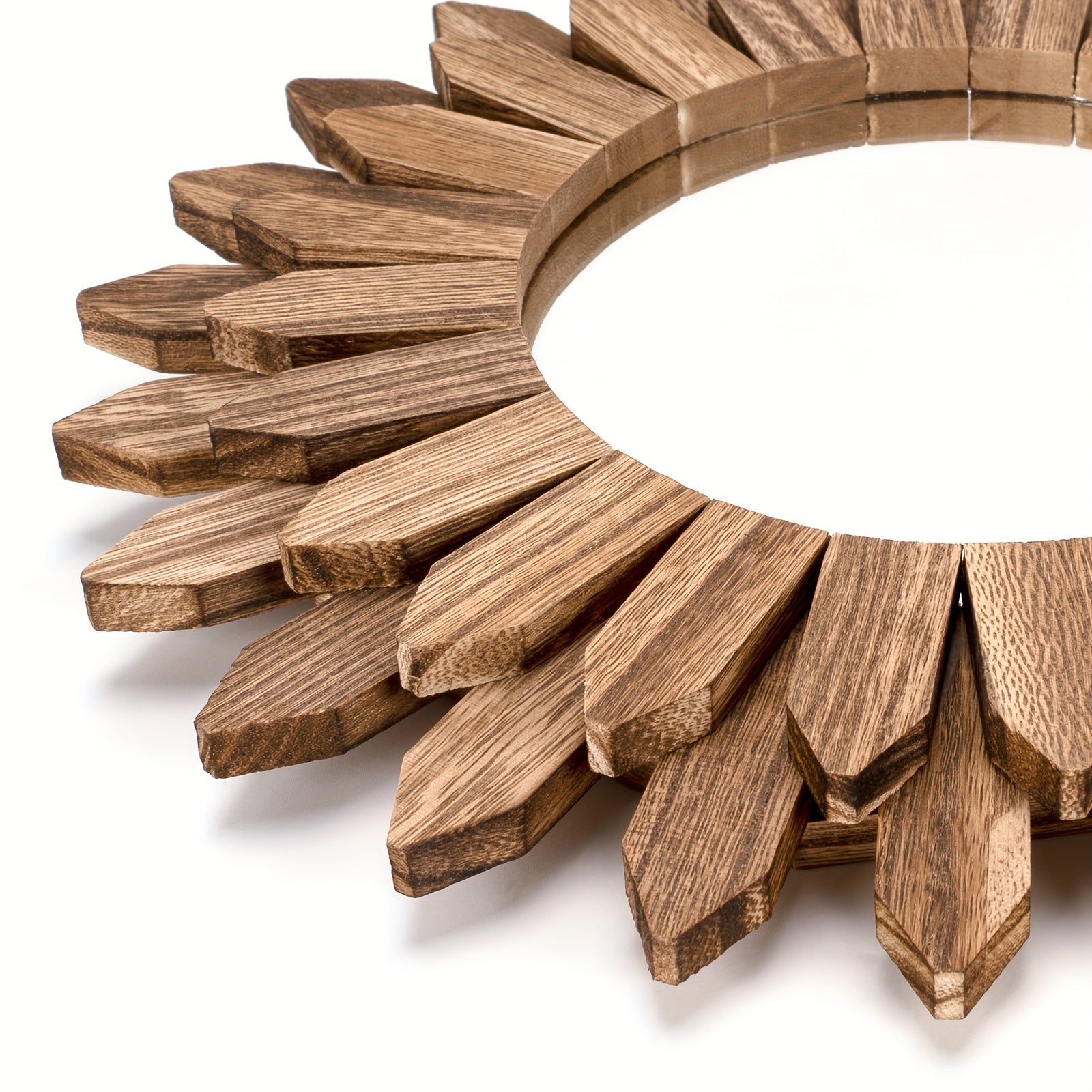 Houten Spiegel met Bloemvormig Frame – Wandgemonteerde Decoratieve Spiegel voor Woonkamer, Slaapkamer en Badkamer