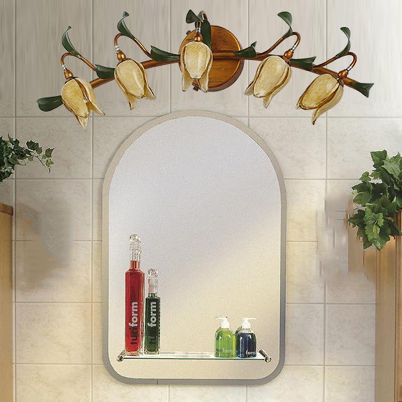 Vintage Bloem LED Wall Light Copper Bathroom Bedroom Metal Glass 3/5 Lamps