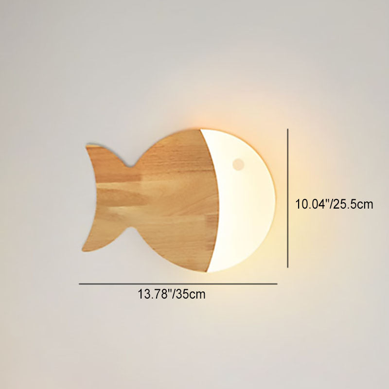 Nordic Creative Simple Wooden Art Small Fish LED Lamp