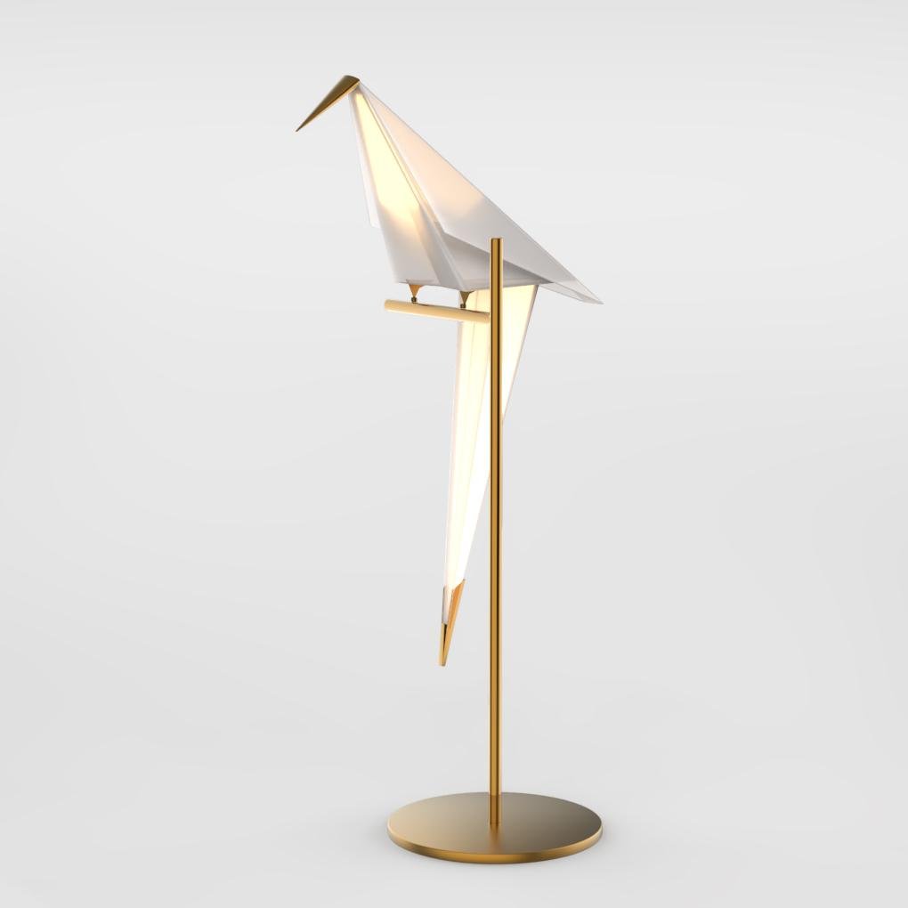 OrigamiGlow – Gouden Origami Tafellamp in Kraanvogel Design met LED Verlichting