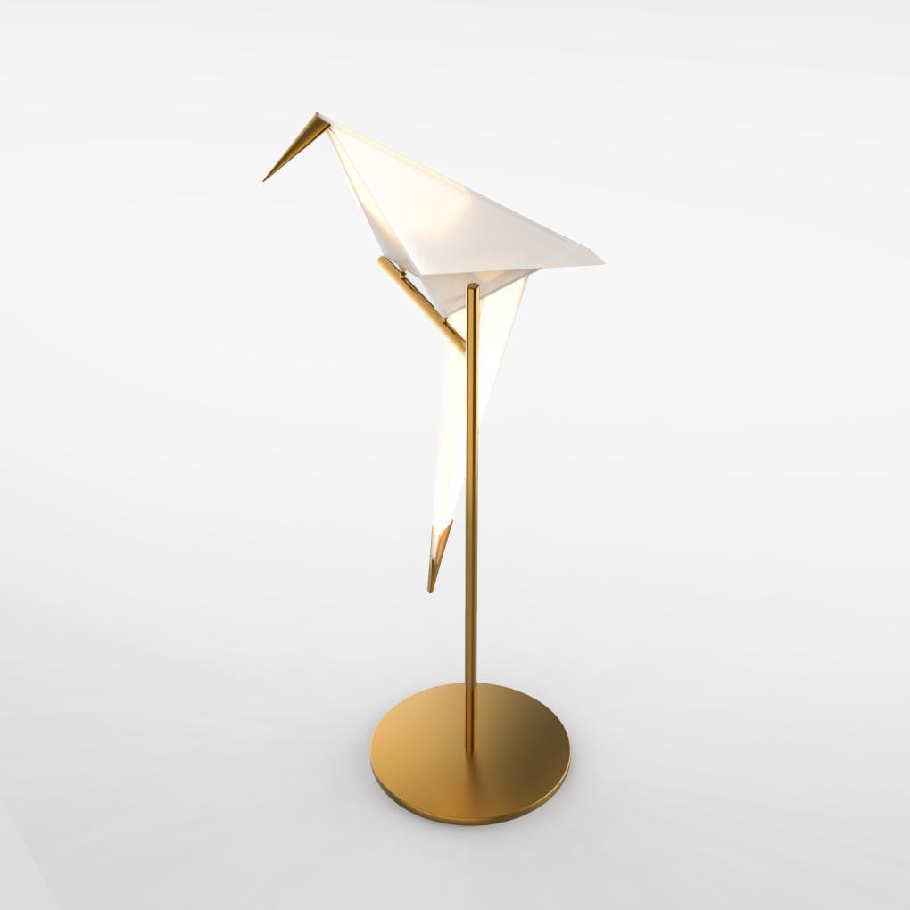 OrigamiGlow – Gouden Origami Tafellamp in Kraanvogel Design met LED Verlichting