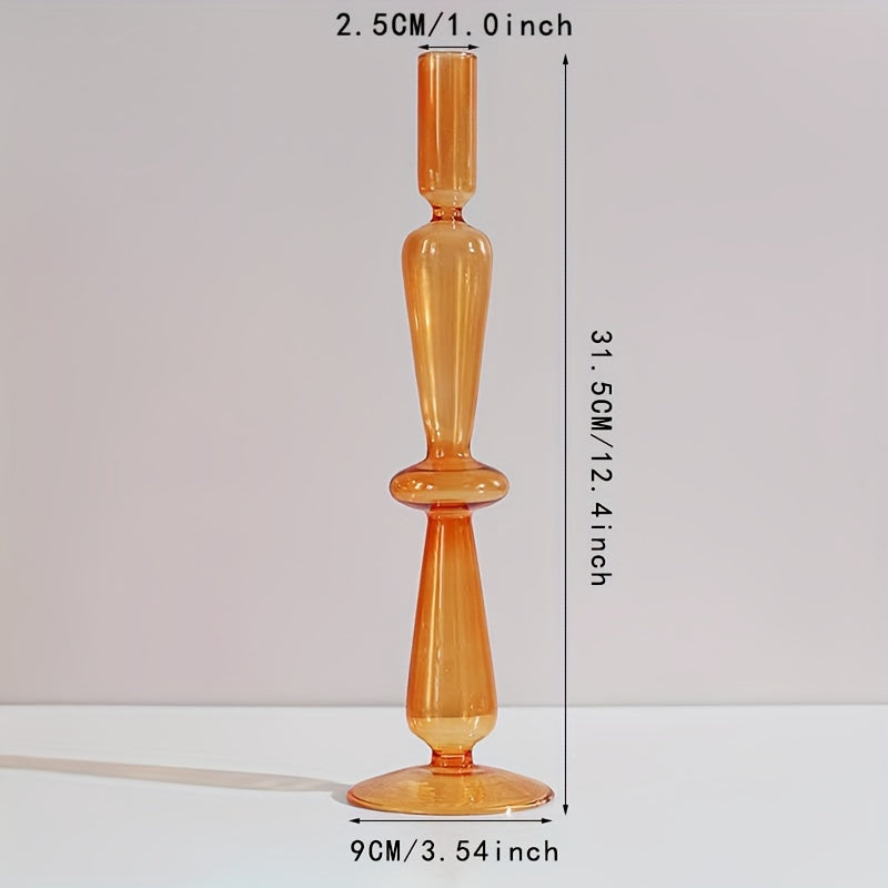 1pc Creatieve en Minimalistische Glazen Kandelaar Set - Gelakte Glazen Vaas Tafeldecoratie voor Woonkamer, Eettafel en Romantisch Diner